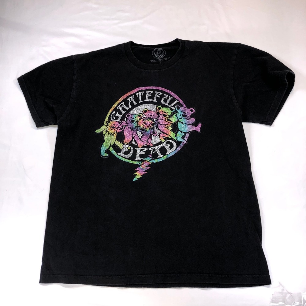 Grateful Dead Rainbow Dancing Bears Graphic T-Shirt Black Mens Size M 2021